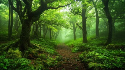 Enchanting Emerald Forest Path, A Tranquil Journey Through Nature's Embrace