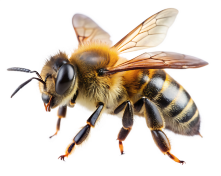  a stunning bee is flying isolated on white background PNG , AI GENERATED