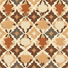 Fototapeta premium A decorative geometric pattern featuring warm earth tones in a symmetrical design.