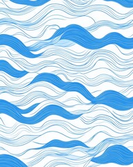 Fototapeta premium Serene blue waves flowing in a rhythmic pattern against a white background creating a calming abstract design