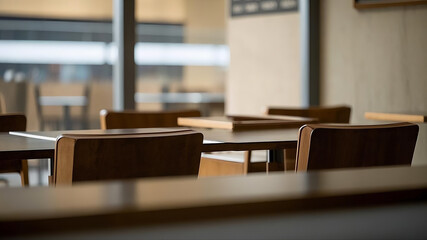 Defocused cafe interior with warm lighting, creating a soft and inviting atmosphere. Perfect for banners, social media posts, and background designs.

