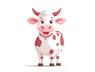 Cute cartoon cow on white background