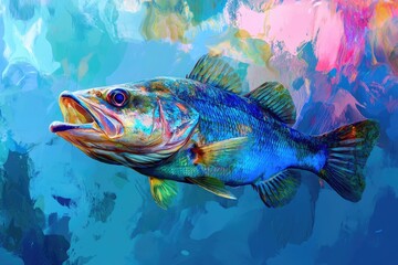 Small Mouth Bass Swimming in Natural Underwater Habitat