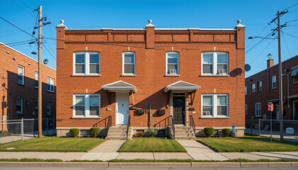Red Brick Townhouse with Front Stoop