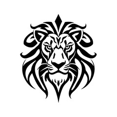 Obraz premium Powerful feline vector art depicting a wild lion head tattoo