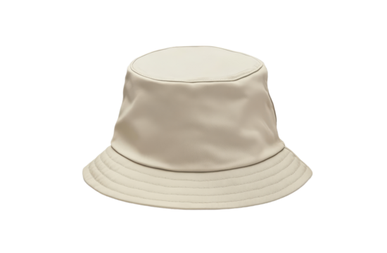 Simple Creamy White Bucket Hat on White and Black Backgorund For Casual Summer