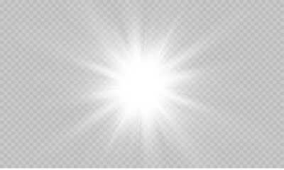 Light Vector with Sun Glare. Sun, Sunrays, and Glare in PNG Format. Gold Flare and Glare.
