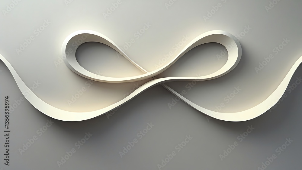 Canvas Prints abstract infinity symbol: 3d render of a white, elegant, and seamless loop design