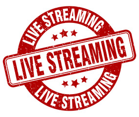 live streaming stamp. live streaming label. round grunge sign