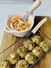 Homemade Yogurt Labneh Cheese Dip with Olive Oil