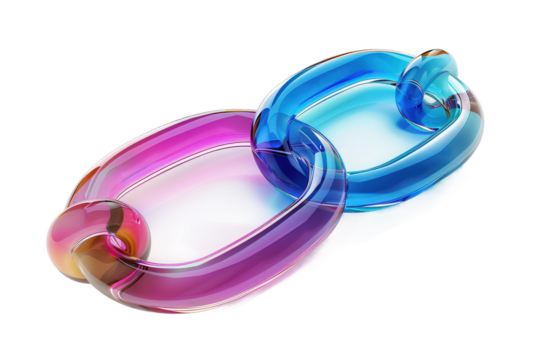 A futuristic abstract design featuring interlinked glossy rings in vibrant neon shades.