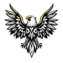 Obraz premium Vector eagle with wild wings, a black cartoon illustration