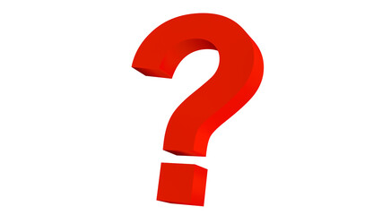 Giant 3D red 3D question mark on white background. Subject: Signs, question mark, question.