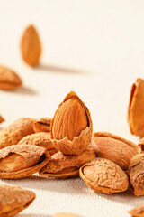 Macro photography of almonds in shell, commercial photo