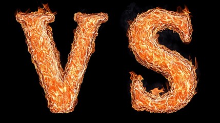 Fiery letters V and S forming "VS".