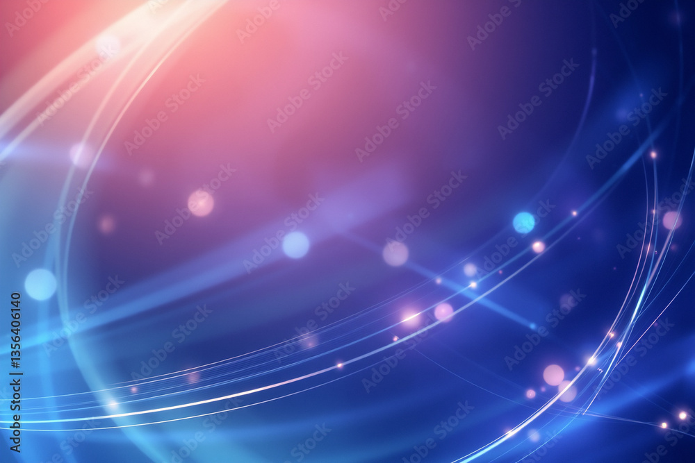 Poster Abstract backdrop featuring flowing light streaks and a bokeh effect.  Soft gradients of blue and pink create a dreamy, elegant, and modern visual.