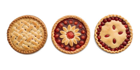 Pi Day Cherry Pie in Three Styles on White - Sweet Cherry Pie, Pie with Crust, Pi Day Celebration Treat, Cut Out