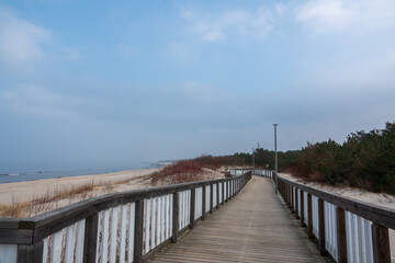 Obraz premium beautiful promenade on Baltic Sea coast, Dziwnow, Poland