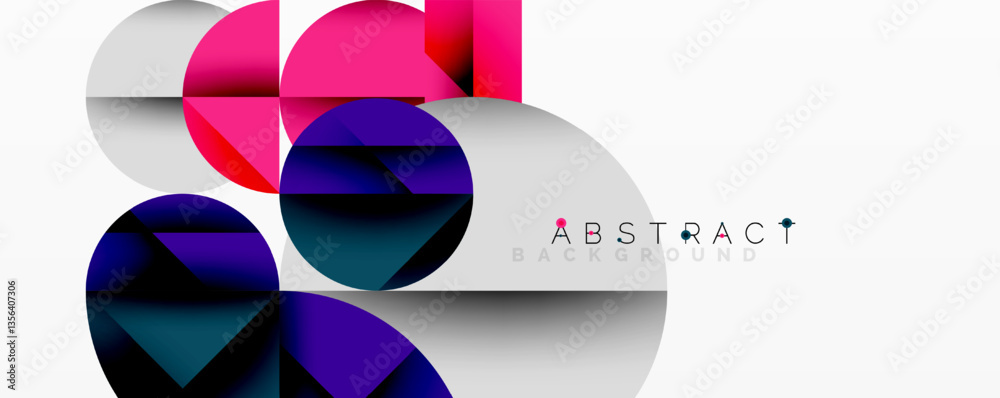 Aufkleber Modern abstract composition with layered circles and angular segments featuring gradients, transparency effects, and a structured geometric layout