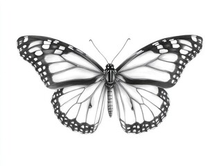 Fototapeta premium Detailed black and white butterfly illustration