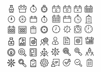 A comprehensive collection of black outline icons representing various design, creative, and art tools.