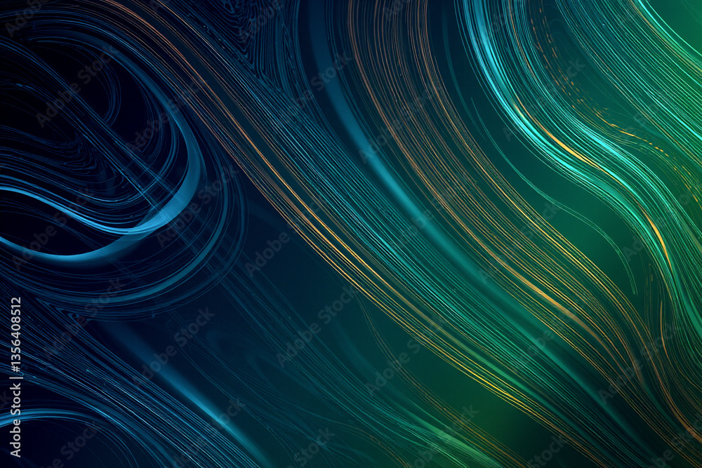Leinwandbilder abstract flowing lines in shades of blue and green create a dynamic and modern design. the smooth cu