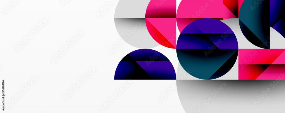 Aufkleber Modern abstract composition with layered circles and angular segments featuring gradients, transparency effects, and a structured geometric layout