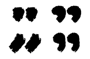 Doodle quotation mark by pencil. Hand drawn chalk comma set for speech bubble. Vector crayon apostrophe icon for conversation. Sketch scribble sign. Punctuation symbol on white background