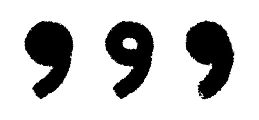 Doodle quotation mark by pencil. Hand drawn chalk comma set for speech bubble. Vector crayon apostrophe icon for conversation. Sketch scribble sign. Punctuation symbol on white background