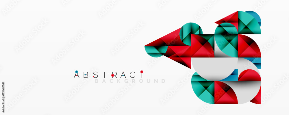 Aufkleber Modern abstract composition with layered circles and angular segments featuring gradients, transparency effects, and a structured geometric layout