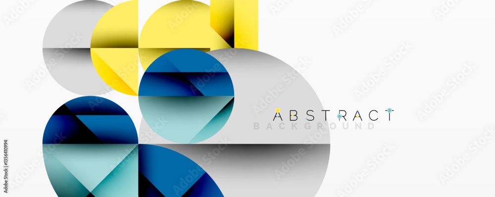 Aufkleber Modern abstract composition with layered circles and angular segments featuring gradients, transparency effects, and a structured geometric layout