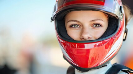 Female racer near the race track 