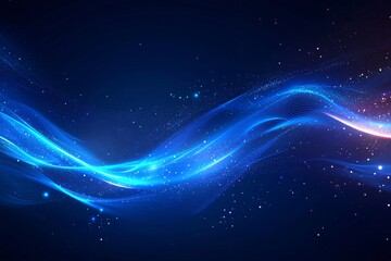 Obraz premium Cosmic Scene with Ethereal Blue Waves and Radiant Light Trails: Showcasing Intricate Patterns and Dynamic Motion, Perfect for Digital Art, Creative Designs, and Modern Visual Projects Highlighting the