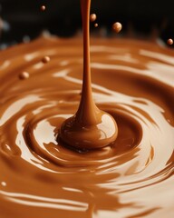 Obraz premium Decadent Chocolate Cascade Aromatic Indulgence Smooth Flowing Caramelized Texture Sweetness in Motion Culinary Artistry