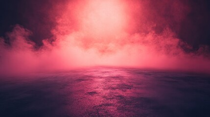 Crimson Mist: An enigmatic scene unfolds, a ground-level view of a misty expanse. the scene is illuminated by an ethereal glow, shrouded in a deep red hue, sparking curiosity and wonder.
