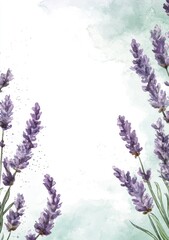 Obraz premium Artistic depiction of lavender flowers with watercolor background