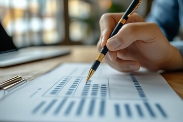 The process of document review and quality control. A businessman uses a laptop for quality control and document inspection. Generative Ai