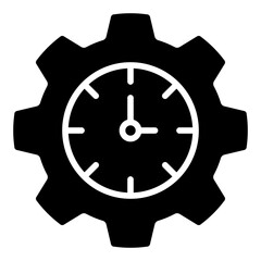 Clock Gear Icon. Glyph Icon