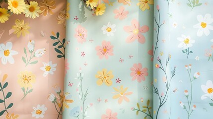 Soft pastel floral patterns perfect for Easter and spring decor 
