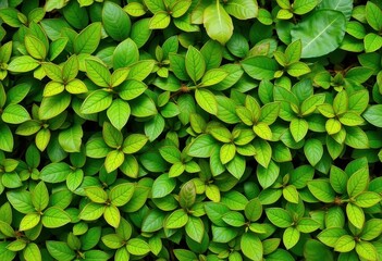 Vibrant green leaves, various shapes and sizes, isolated, illustration, garden