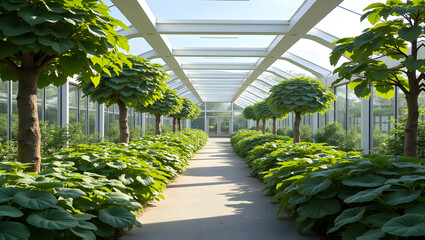 Obraz premium Futuristic community garden harnessing urban farming