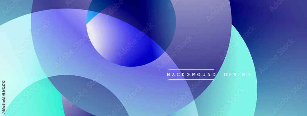 Poster Layered circular shapes in vivid colors form a gradient-rich abstract design with smooth transitions, depth effects, and a modern, futuristic aesthetic