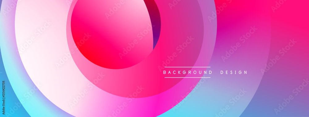 Poster Abstract composition with layered circular elements, blending gradients and soft transitions, creating a sense of depth, motion, and visual harmony