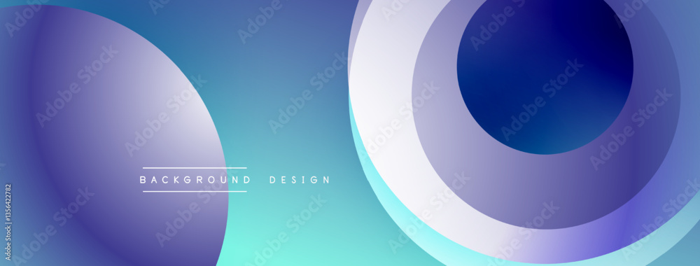 Poster Layered circular shapes in vivid colors form a gradient-rich abstract design with smooth transitions, depth effects, and a modern, futuristic aesthetic
