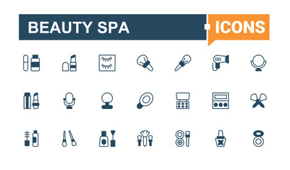 Beauty Spa icon set in linear style. Contains related to beauty, relax, salon, parlour, spa, cosmetic and more. Beauty Parlour icon. Modern icons collection. Conceptual pictogram and infographic.