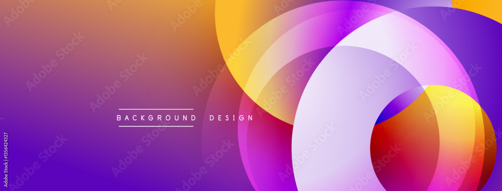 Poster Layered circular shapes in vivid colors form a gradient-rich abstract design with smooth transitions, depth effects, and a modern, futuristic aesthetic