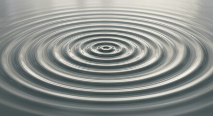 A close-up, top-down view of concentric ripples emanating from a central point on a reflective liquid surface, creating a mesmerizing pattern of light and shadow