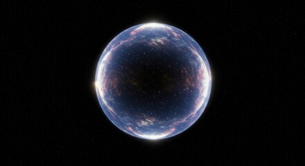 Naklejka premium Luminous, spherical celestial body with a textured, cloudy surface against a dark, star-speckled background