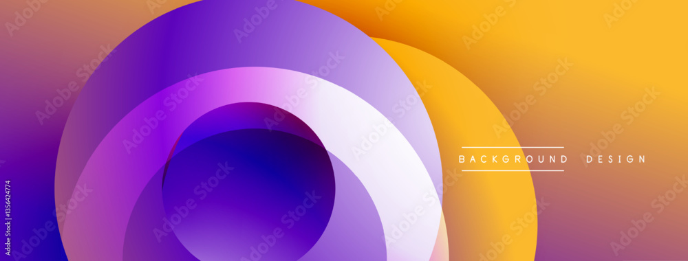 Poster Layered circular shapes in vivid colors form a gradient-rich abstract design with smooth transitions, depth effects, and a modern, futuristic aesthetic