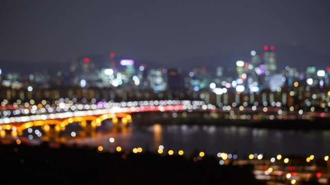 서울 한강 빛망울 보케 타임랩스